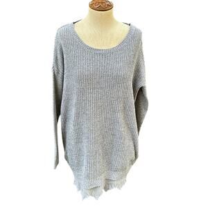 Forever 21 Oversized Women's Small Grey Boat Neck Layered Knit Sweaters